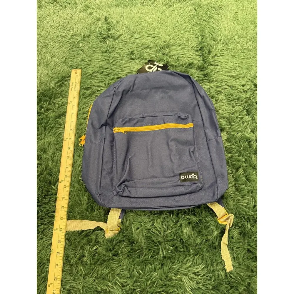 Bwap Kids Mini Backpack Blue Yellow Zipper School Travel Daypack New with Tags